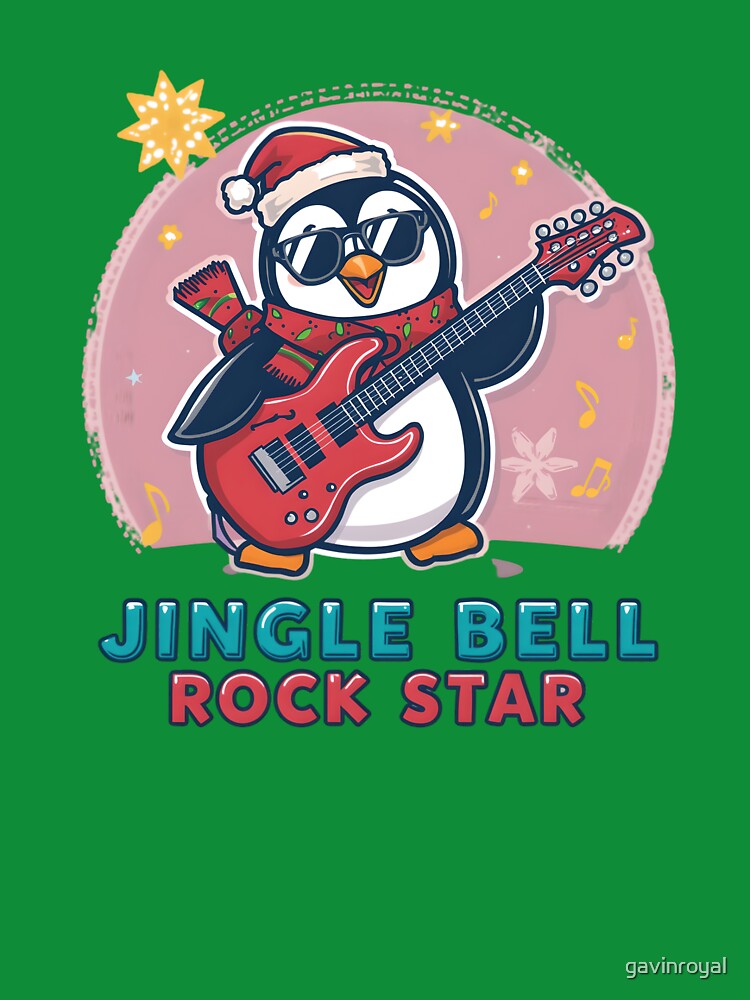 Jingle Bell Rock Star – Christmas Penguin With Candy Cane Guitar by gavinroyal