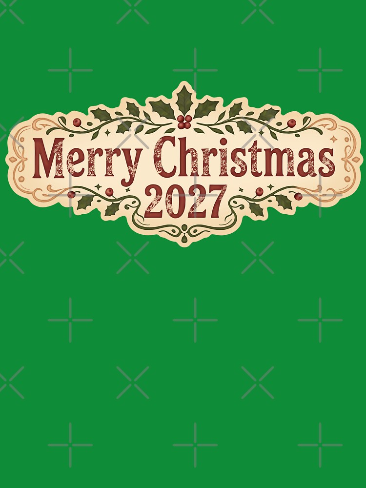 Merry Christmas 2027: Vintage Berry Holiday Art by MalisoStickers