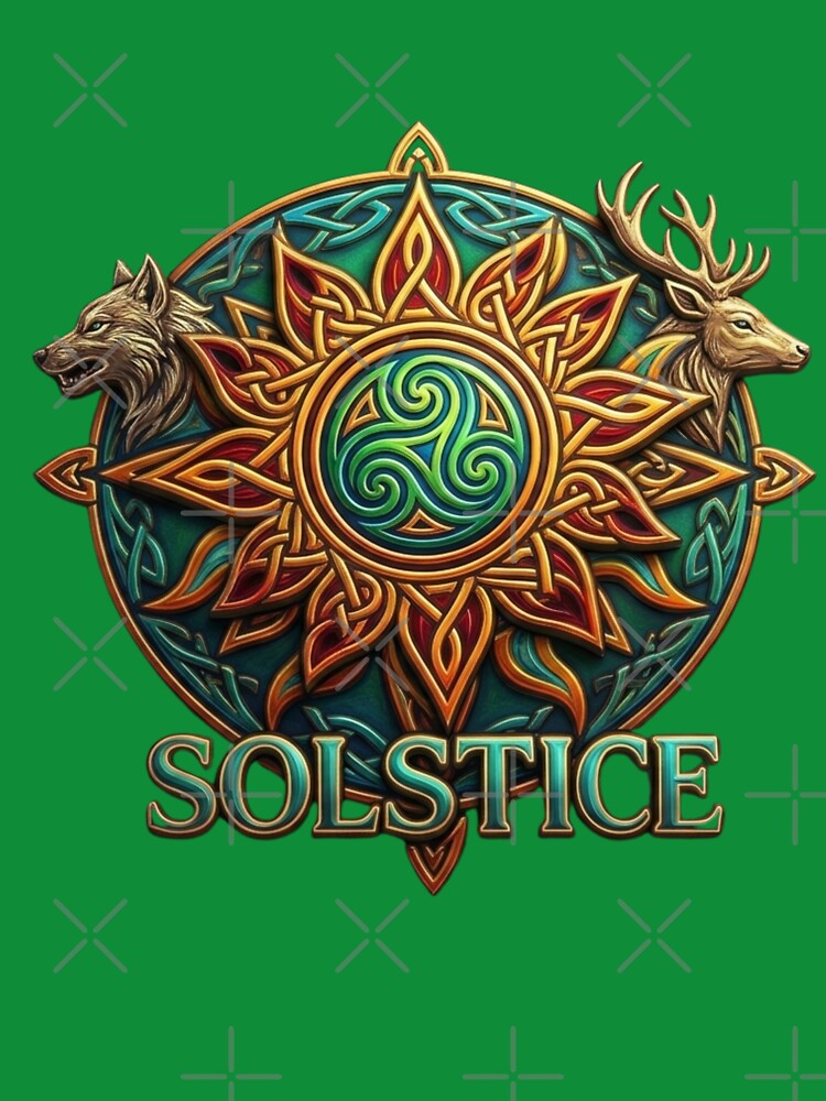 Celtic Solstice Triskel Wolf Deer Design | Pagan Celtic Symbol Art by Cauldron Crafts