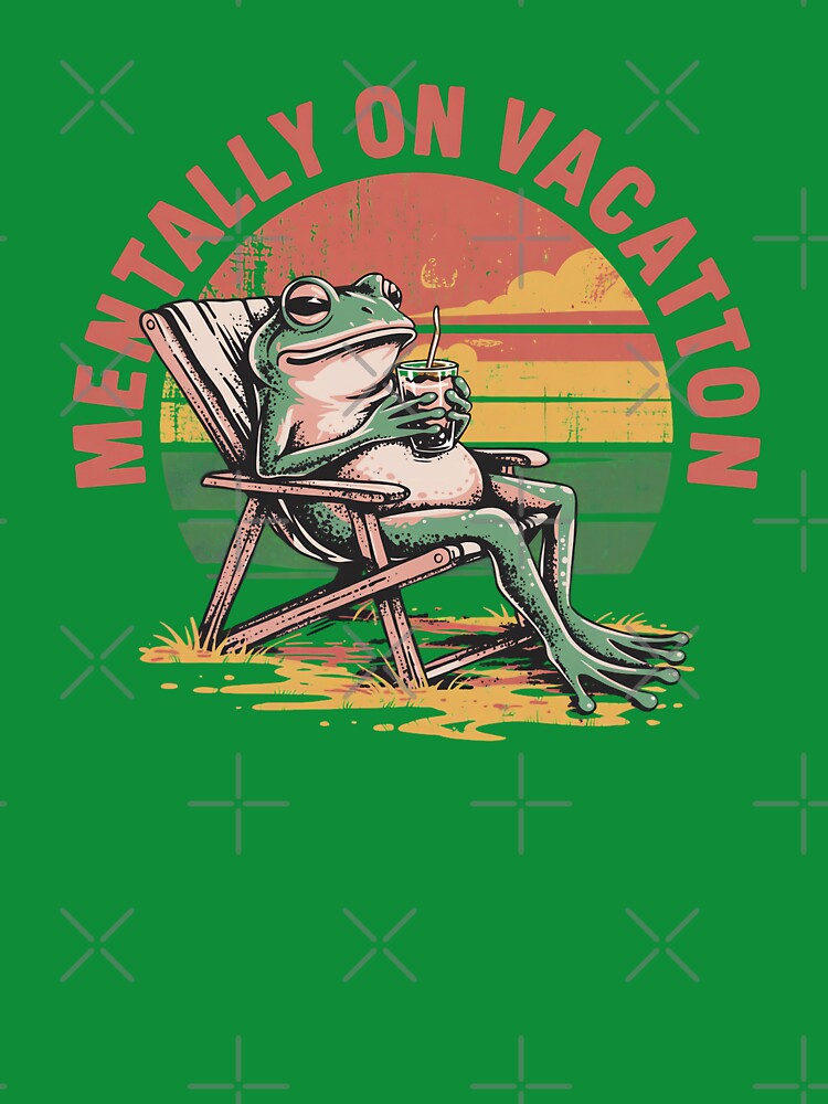 Mentally On Vacation Frog Vintage Retro Nature Aesthetic by mikoala50