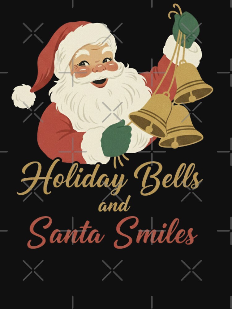 Holiday Bells and Santa Smiles – Vintage Retro 1950s Santa Christmas Illustration by KUKUYET
