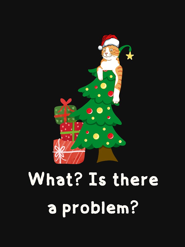 Funny Orange Cat on Christmas Tree - Sarcastic Ginger Cat by Cat Stories