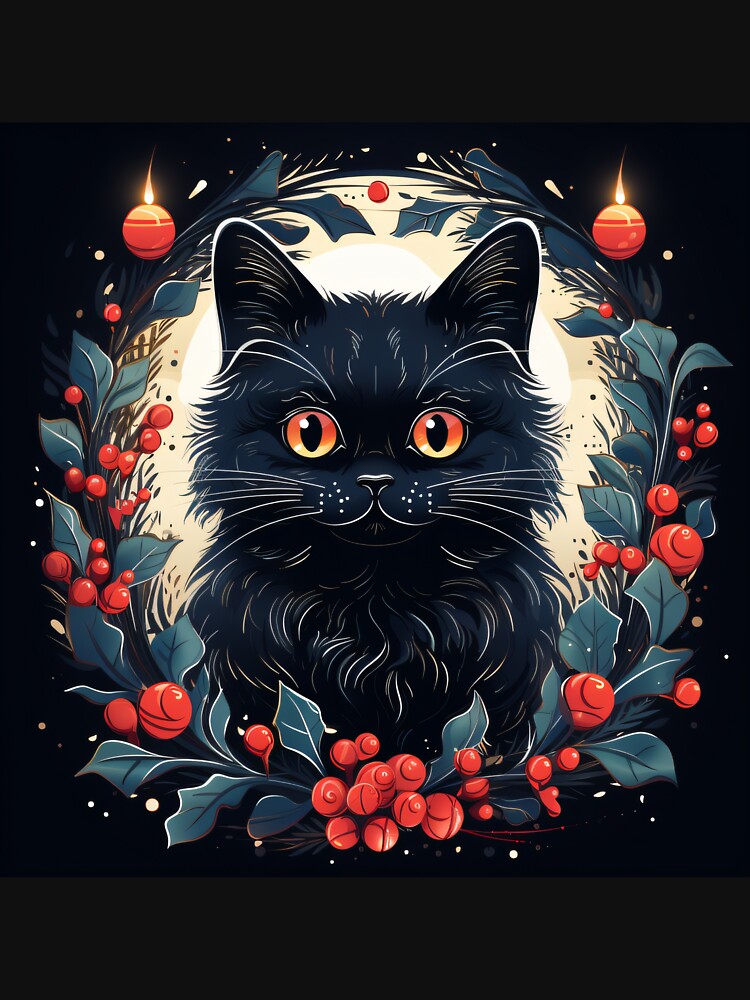 Christmas black cat by michiverso-mx