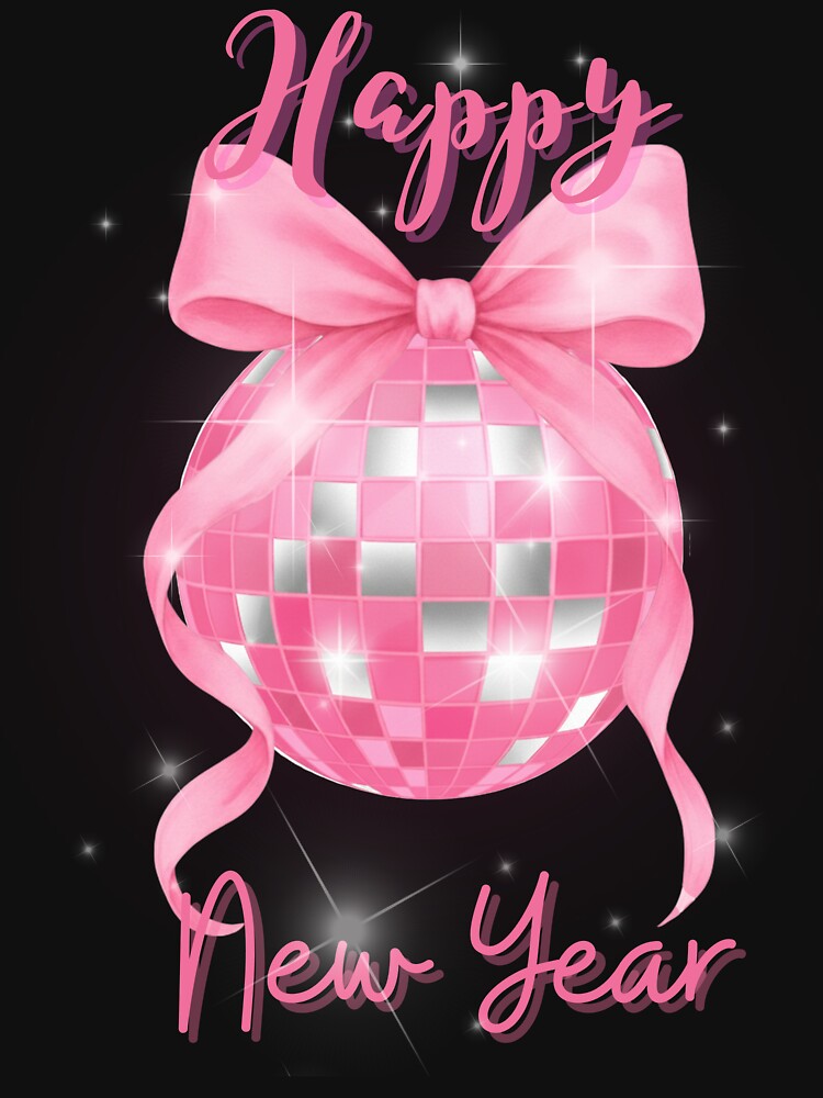 Pink Disco Ball Happy New Year – Coquette 2025/2026 Design by Alexisdesignco
