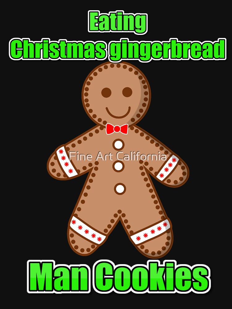 Eating Christmas gingerbread man cookies by Fine Art California