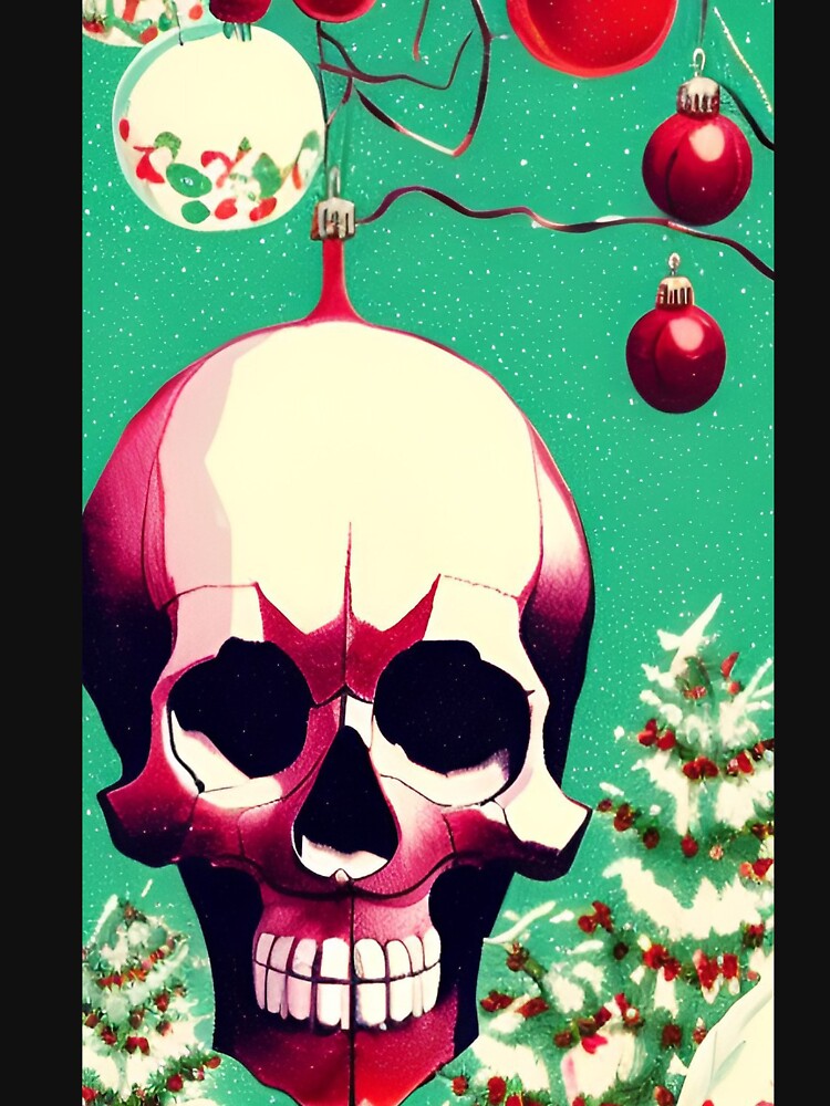 Vibrant Grunge Skull Christmas Ornament Artwork - Unique and Eye-Catching Holiday by emmtayloor