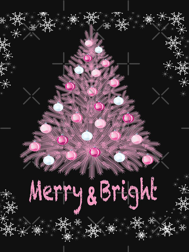 Merry And Bright Pink Christmas Tree Funny Christmas Pajama Pink Christmas by MediTees