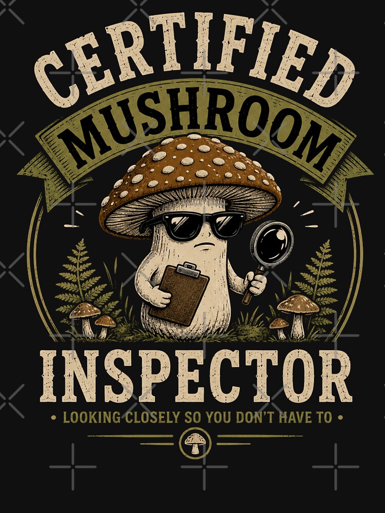 Certified Mushroom Inspector Funny Mushroom Forager Nature Lover by Harpagann