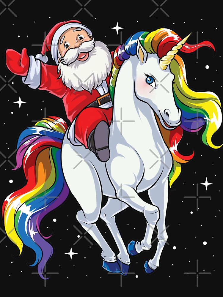 Santa Riding Unicorn T Shirt Christmas Gifts Rainbow Space Xmas T-shirt Gifts Ideas by LiqueGifts