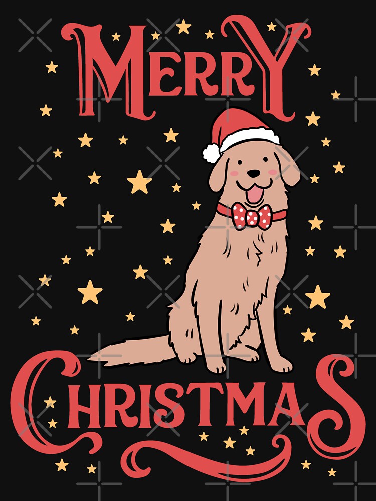 Merry Christmas Cute christmas gold retriever illustration by Yarafantasyart