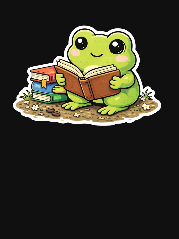 Cute Reading Frog – Book Lover Frog Design – Funny Frog Reader by VibeOffline Studio