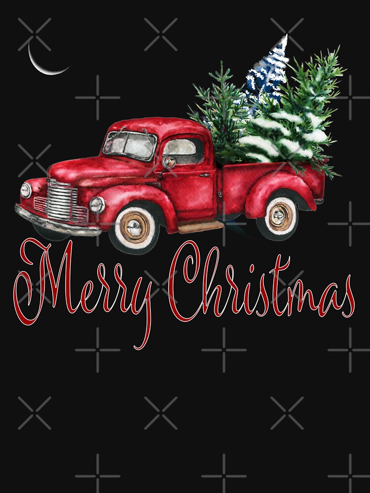 Most Wonderful Time of the Year Red Watercolor Truck by Tannumoni