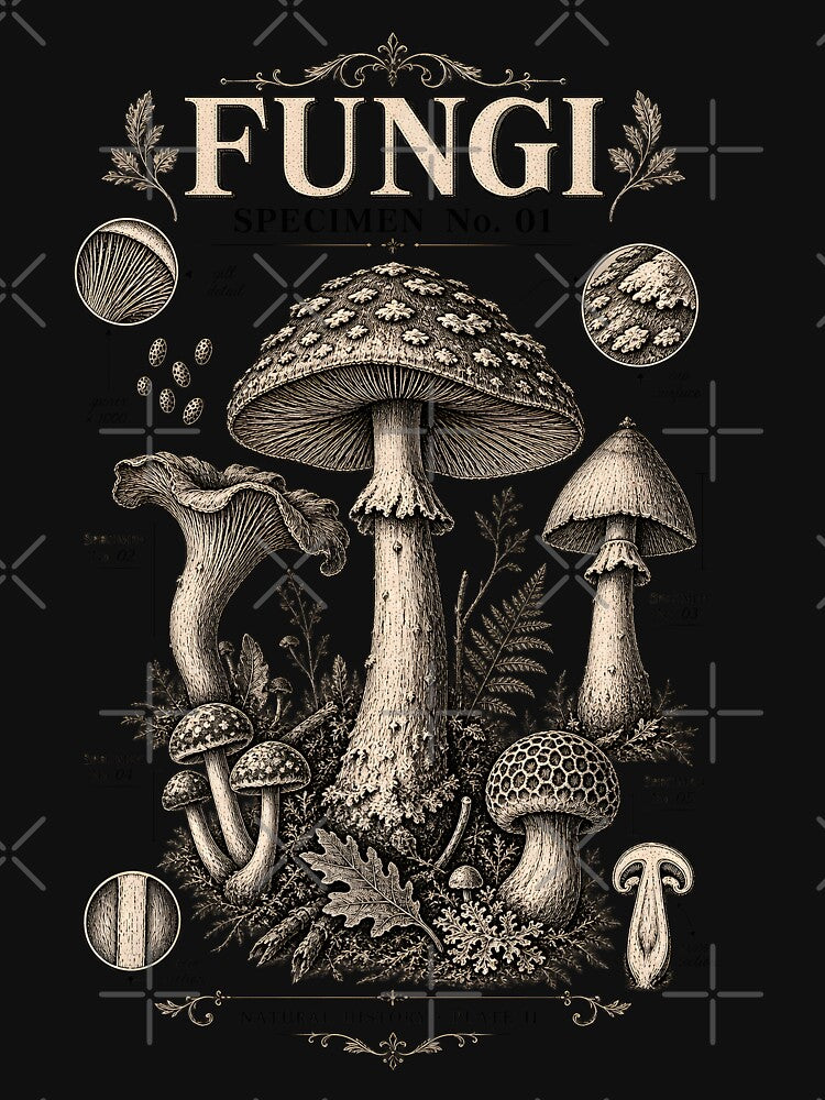Fungi Specimen No. 01 – Vintage Mycology Scientific Plate by AmiGraph