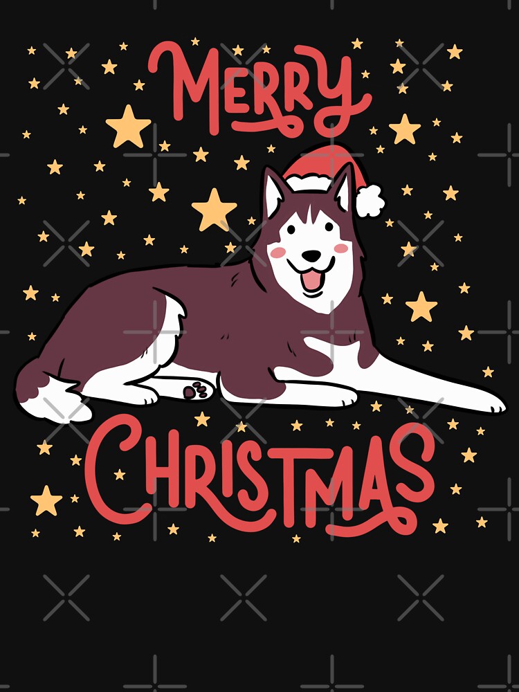 Merry Christmas Cute christmas siberian husky dog illustration by Yarafantasyart