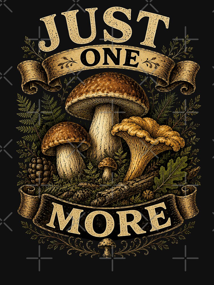 Just One More Funny Mushroom Foraging Mushroom Hunter by Harpagann