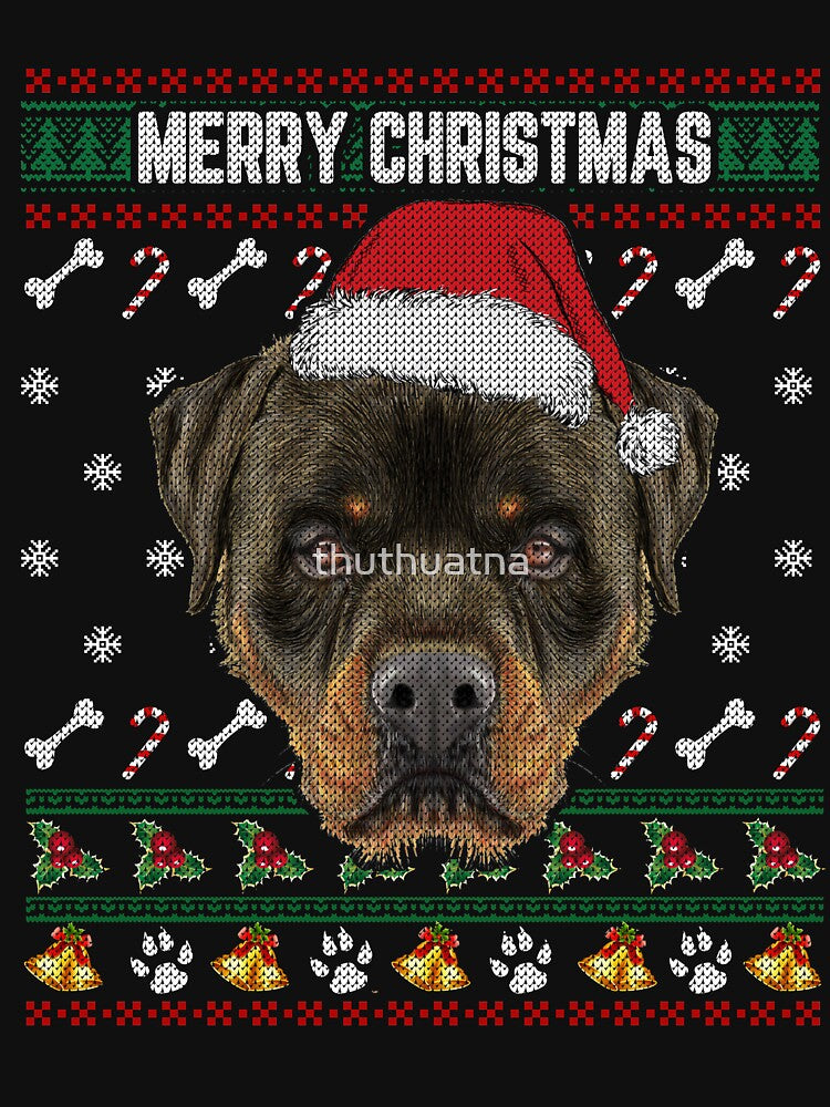 Rottweiler Lovers Ugly Xmas Sweater Merry Christmas T Shirt by thuthuatna