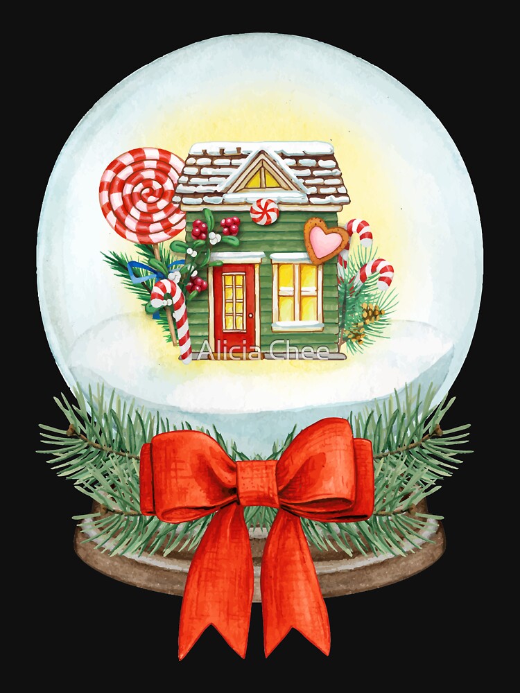 Xmas Snow Globe With A Candycane Home by Alicia Chee