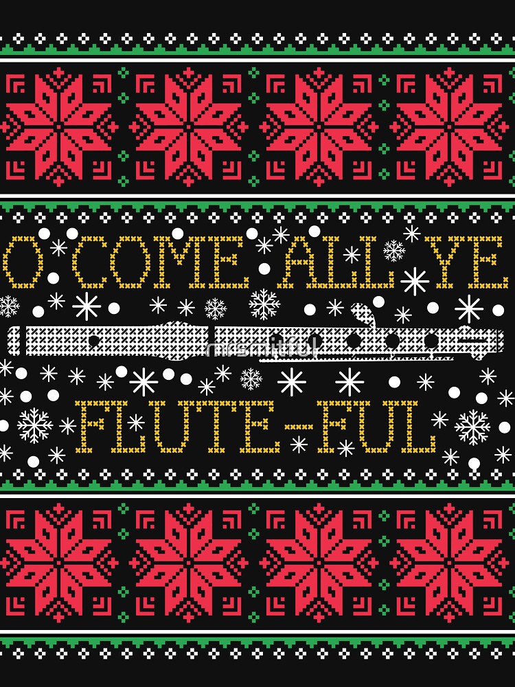Flute Marching Band Ugly Christmas Sweater T-Shirt Gift by mrsmitful