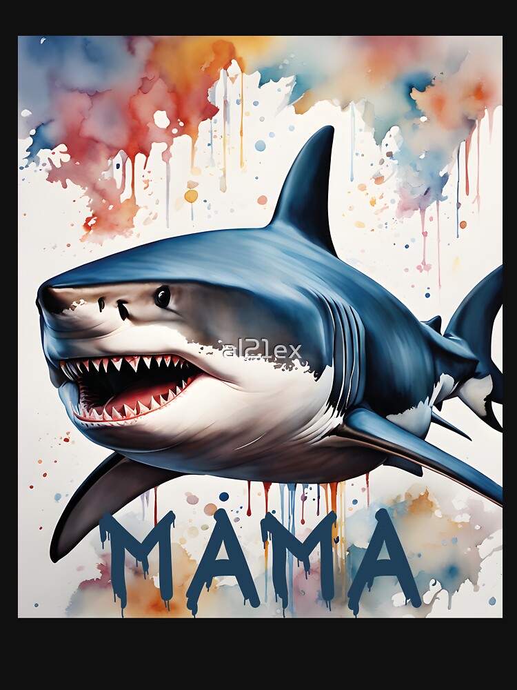 Mama Shark Watercolor Stylish Scary by al21ex