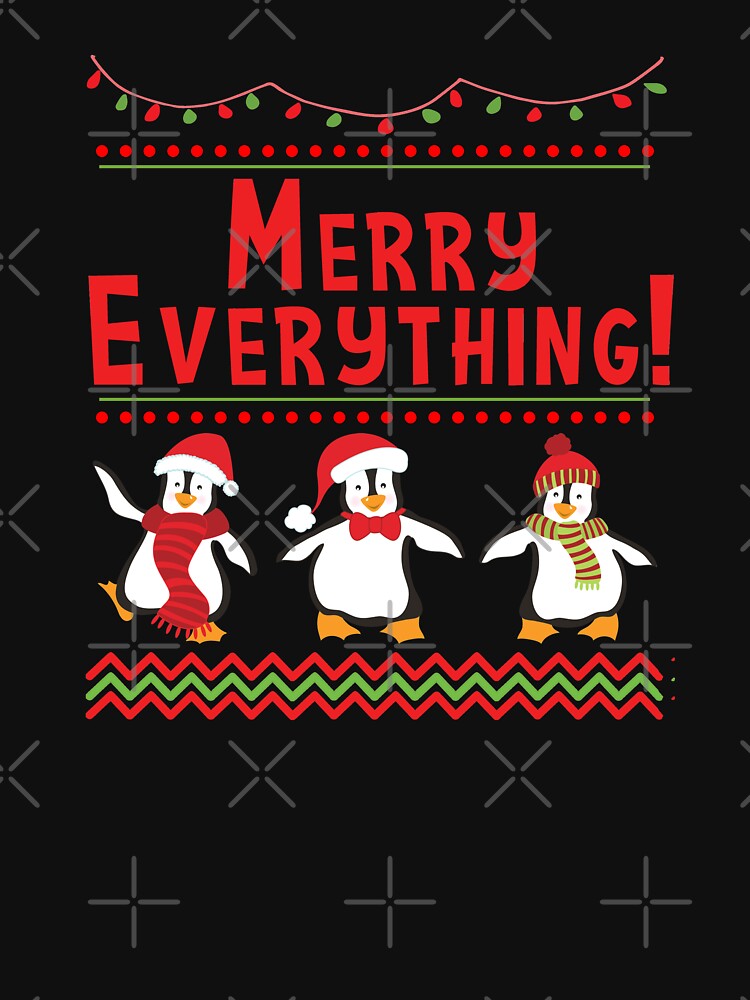 Merry Everything Christmas Penguin Holiday Design by SpiritWestDesig