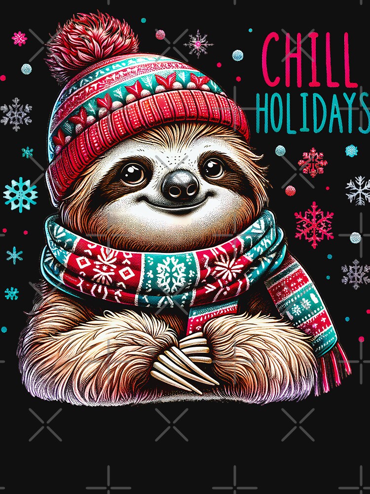 Chill Holidays Sloth - Cozy Winter Snowflake Design by Anniebuh