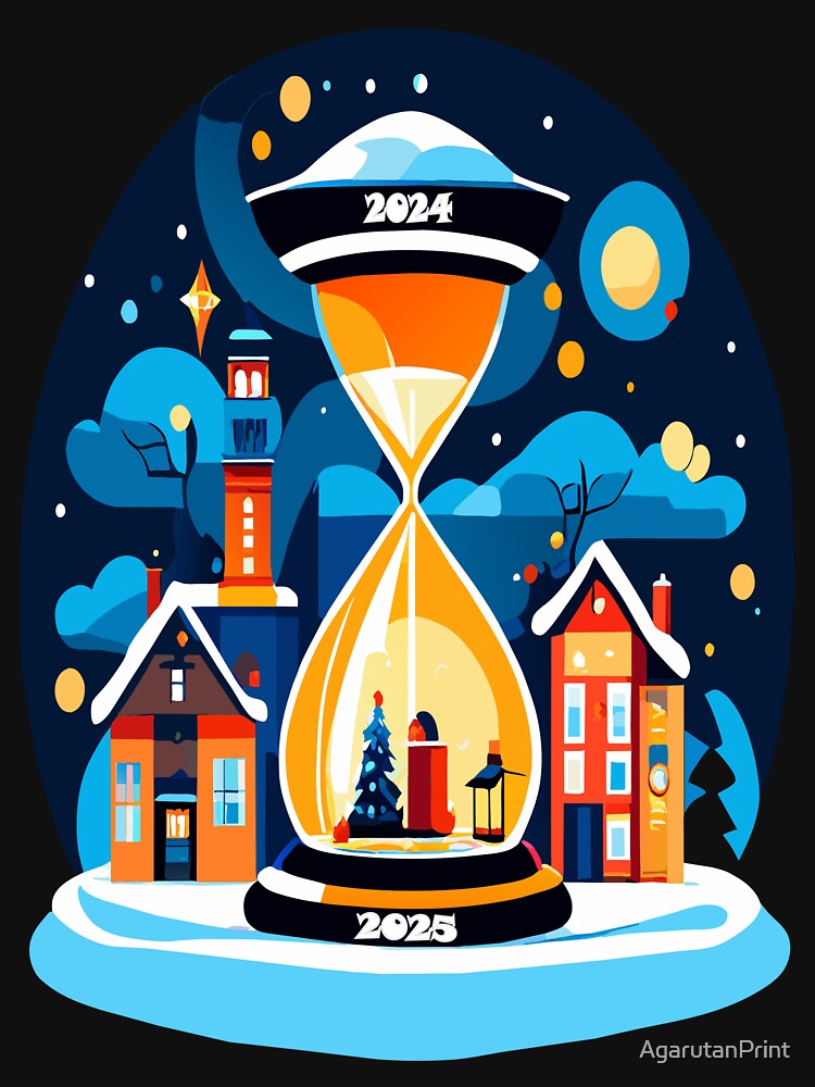 Countdown to a New Year – Festive Hourglass Illustration by AgarutanPrint