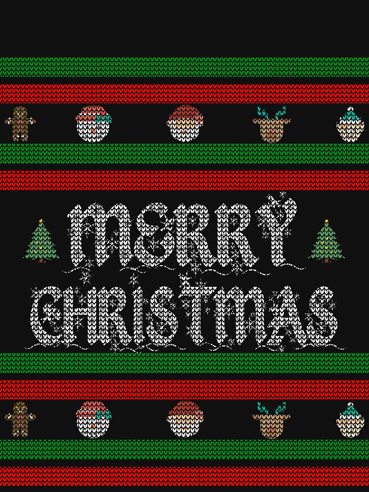 Merry Christmas Ugly Christmas Sweater T-Shirt by 8-BitPixel