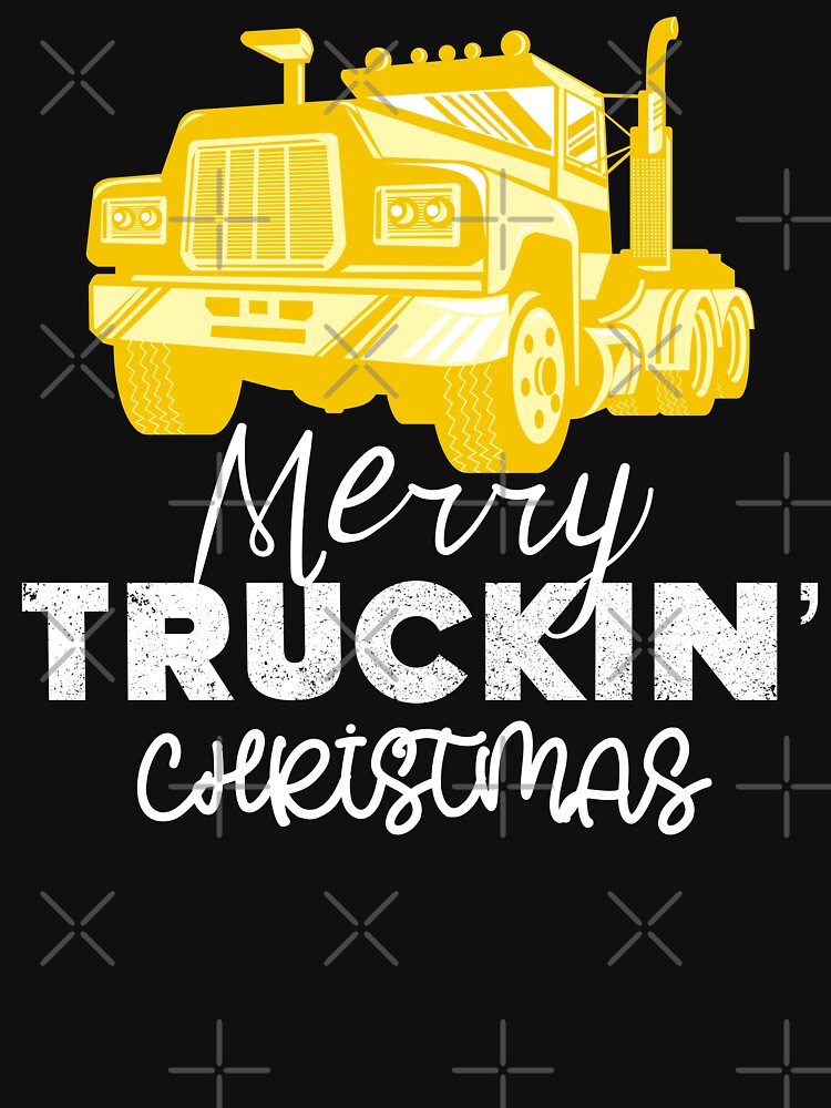 Merry Truckin Christmas Yellow Black Festive Gift For Trucker Truck Driver by Sunny Collections