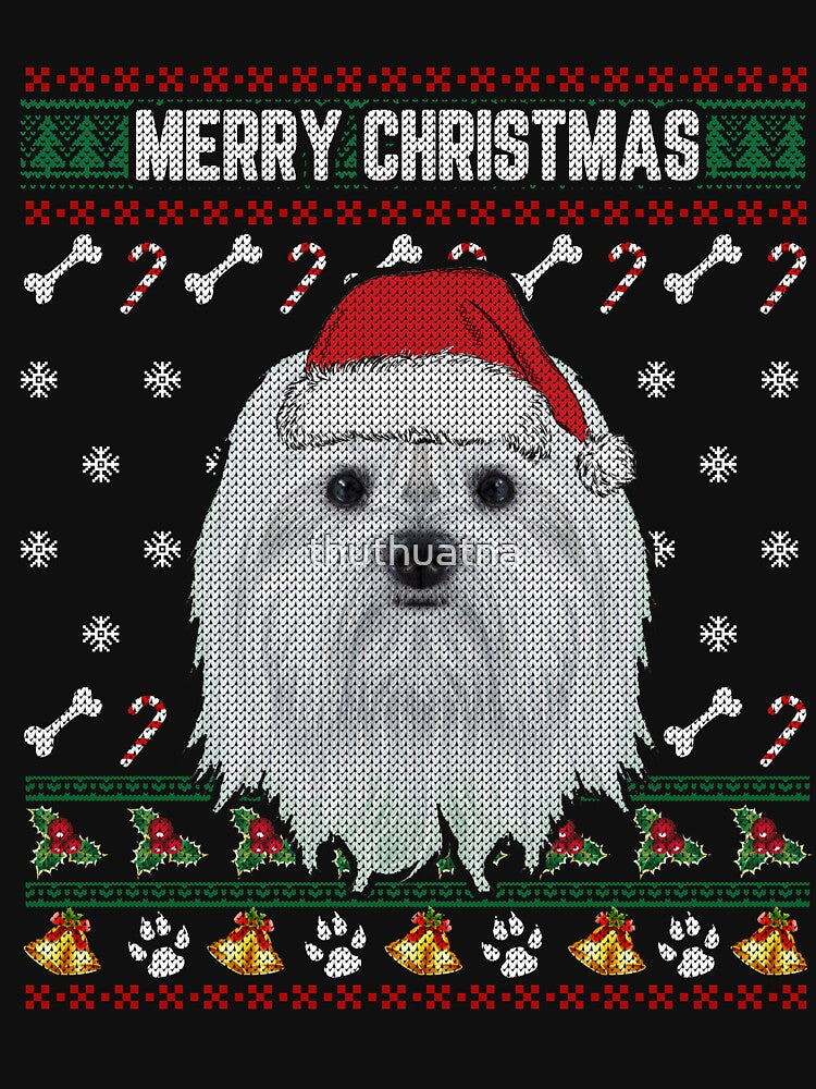 Maltese Lovers Ugly Xmas Sweater Merry Christmas T Shirt by thuthuatna