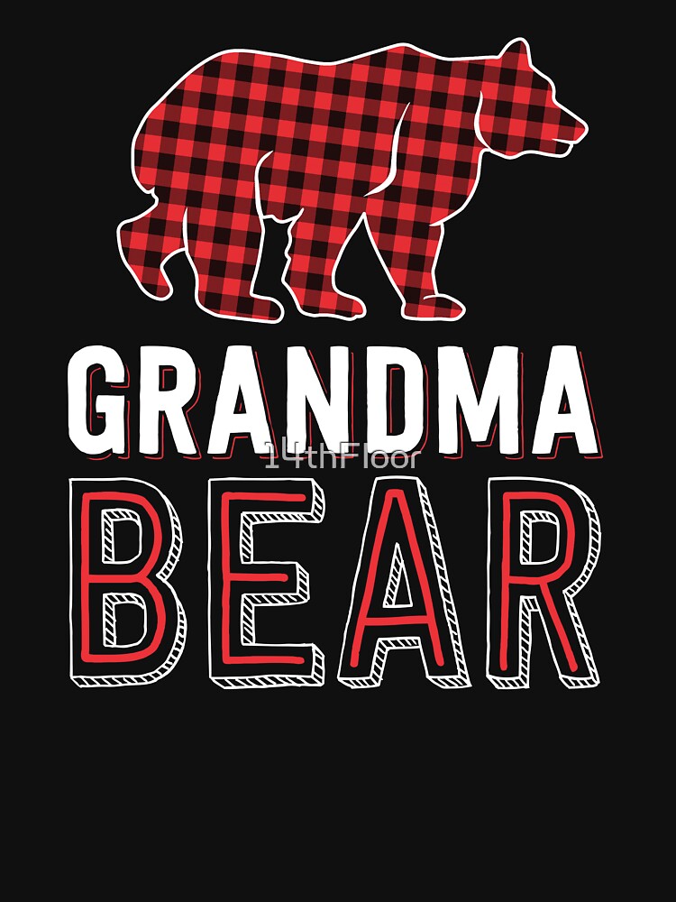 Grandma Bear Red Buffalo Plaid Matching Family Christmas by 14thFloor