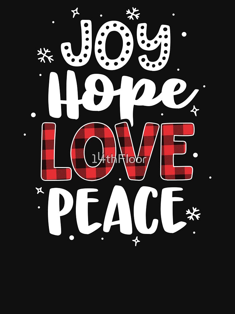 Joy Hope Love Peace Red Buffalo Plaid Christmas Pajamas by 14thFloor