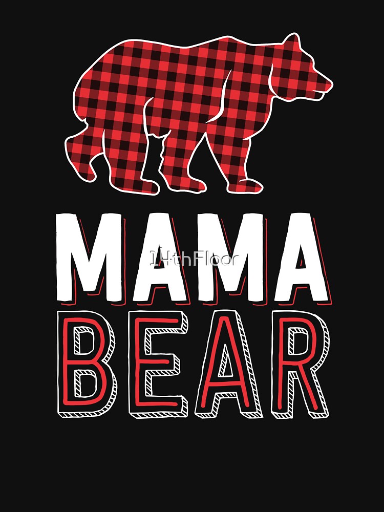 Mama Bear Mom Red Buffalo Plaid Matching Family Christmas by 14thFloor