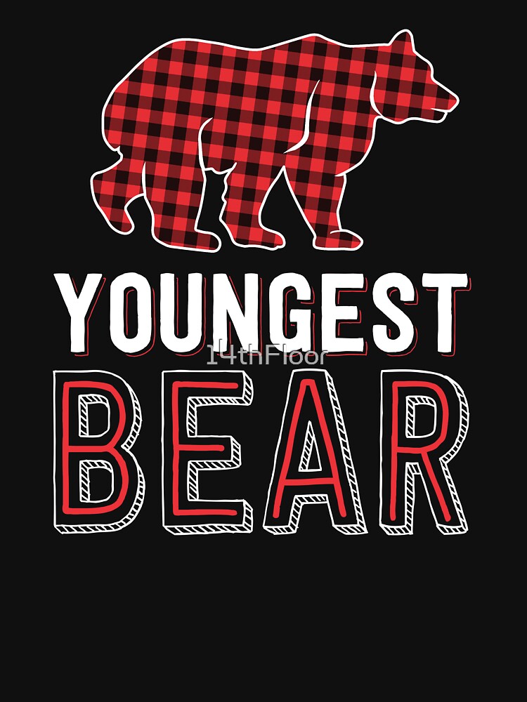 Youngest Bear Red Buffalo Plaid Matching Family Christmas by 14thFloor