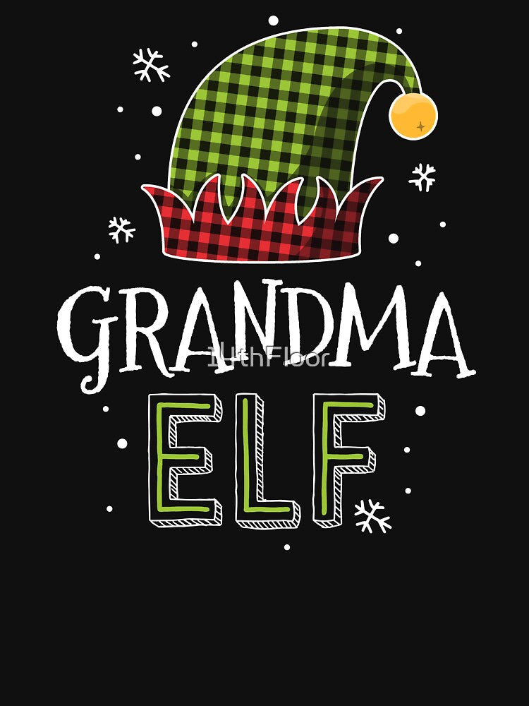 Grandma Elf Christmas Shirt Mama Matching Family Pajamas by 14thFloor