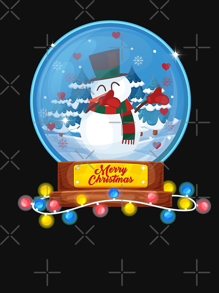 Dabbing Snowman Christmas Snow Globe Tshirt Xmas Snowman by MerchK1ng