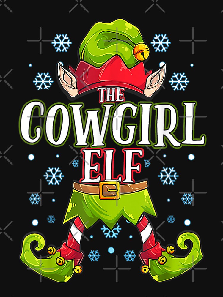 Cowgirl Elf Matching Family Group Christmas Party Tshirt by Glitche-Shop