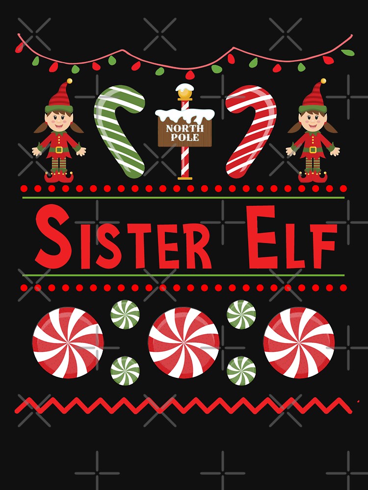 Sister Elf Ugly Sweater Christmas Elf Design by SpiritWestDesig