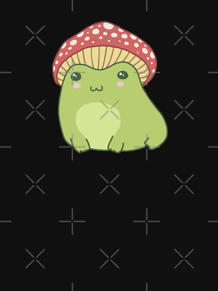 Kawaii Frog with Toadstool Mushroom Hat: Cottagecore Aesthetic Toad, Edgy Kidcore Alt Emo Fairycore Fantasy Froggy by MinistryOfFrogs