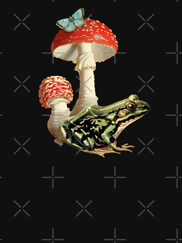 Frog Under Toadstool Mushroom: Cottagecore Aesthetic, Goblincore Fungi, Forest-Themed Gremlincore Fantasy by MinistryOfFrogs