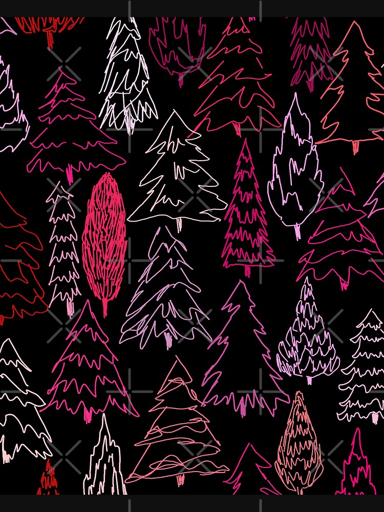 Pink Scribble Christmas Trees - Black by marieofroumania