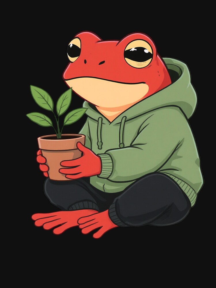 Plant Lover Frog – Cute Aesthetic Frog with Plant Illustration by ColorSplash123