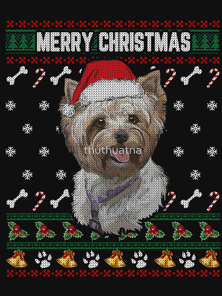 Yorkshire Yorkie Lovers Ugly Xmas Sweater Merry Christmas T Shirt by thuthuatna