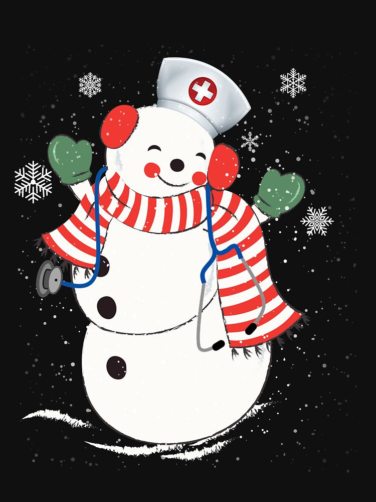 CUTE DOCTOR NURSE SNOWMAN MERRY CHRISTMAS T-SHIRT by bigerdan