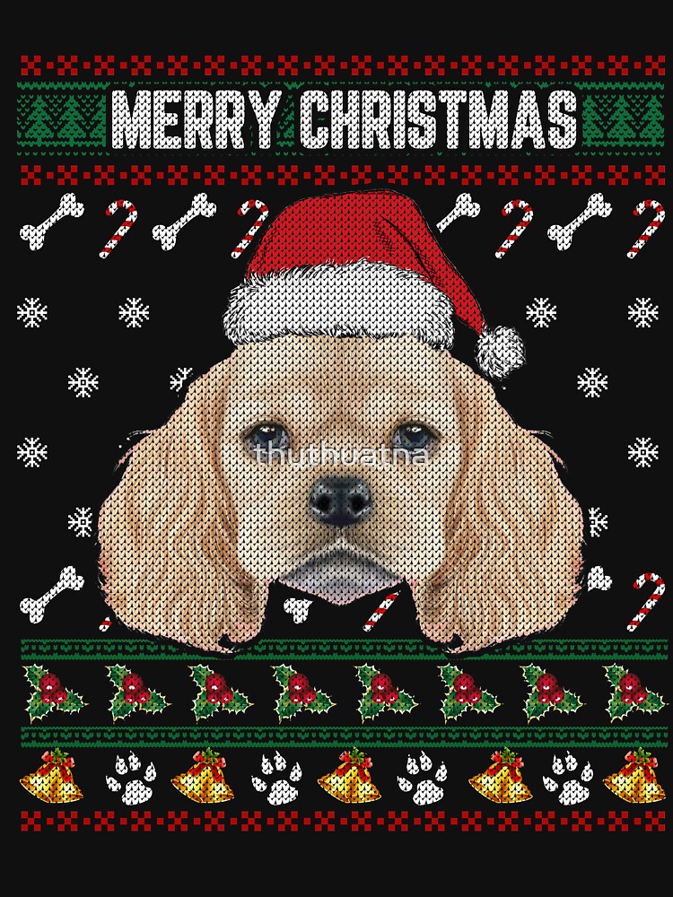 American Cocker Spaniel Lovers Ugly Xmas Sweater Merry Christmas T Shirt by thuthuatna