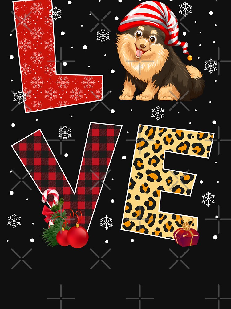 LOVE Christmas Dog Funny Santa Hat Merry Christmas by decentwearstore