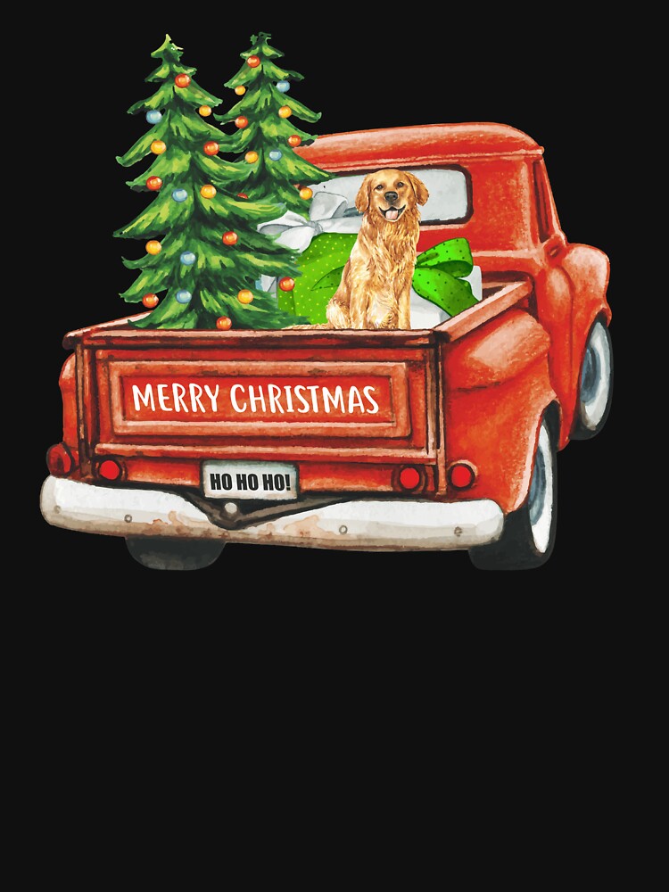 Vintage Merry Christmas Truck with Golden Retriever Dog by michellejustice