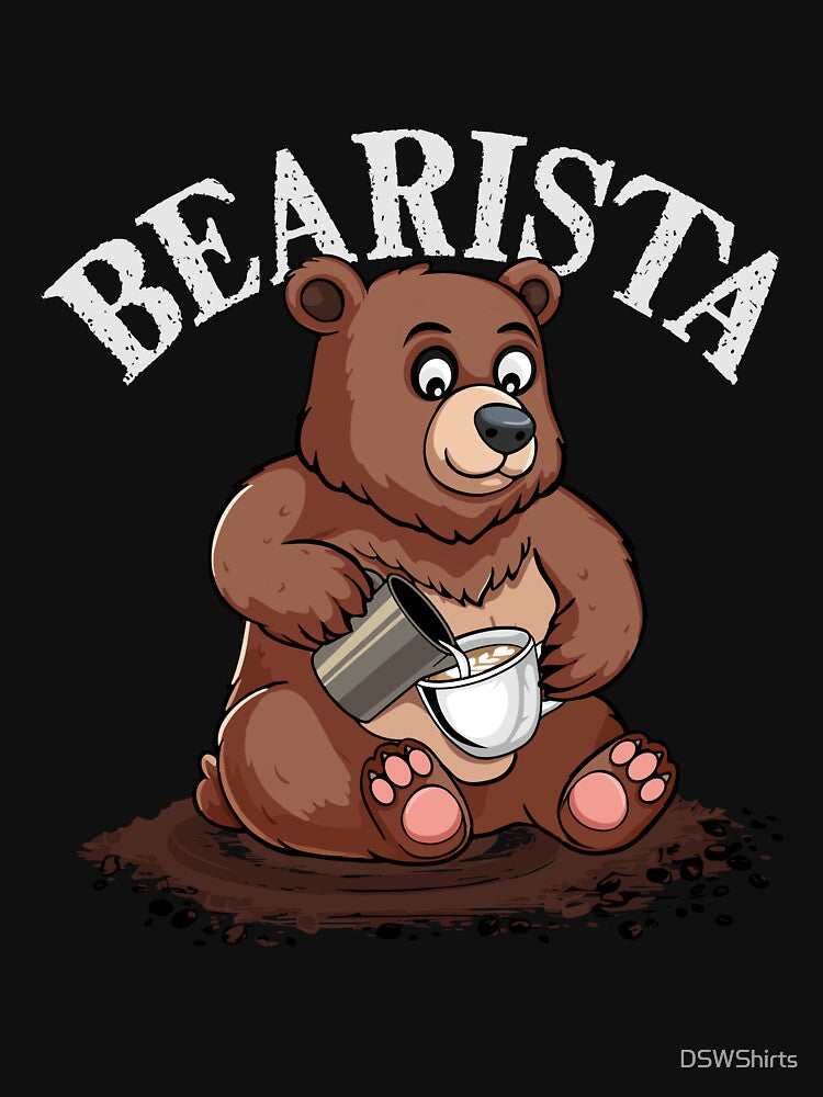 Cute Bear Bearista Coffee Lover Gift Latte Art Barista by DSWShirts