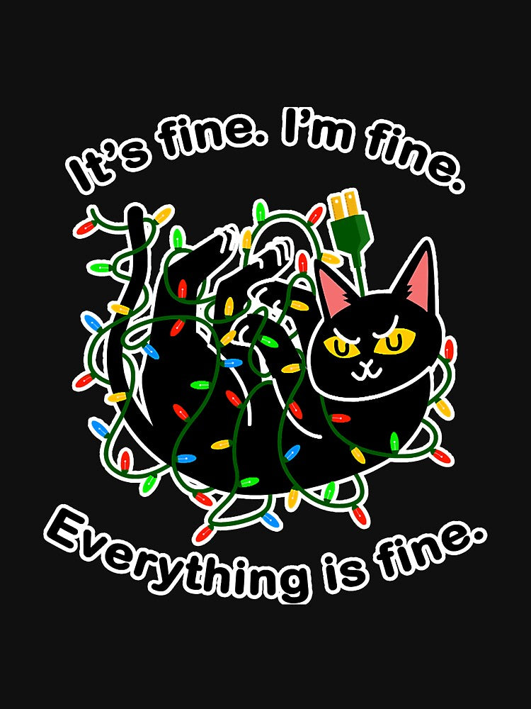 Christmas Lights Cat Its Fine Im Fine by reyeskhan79