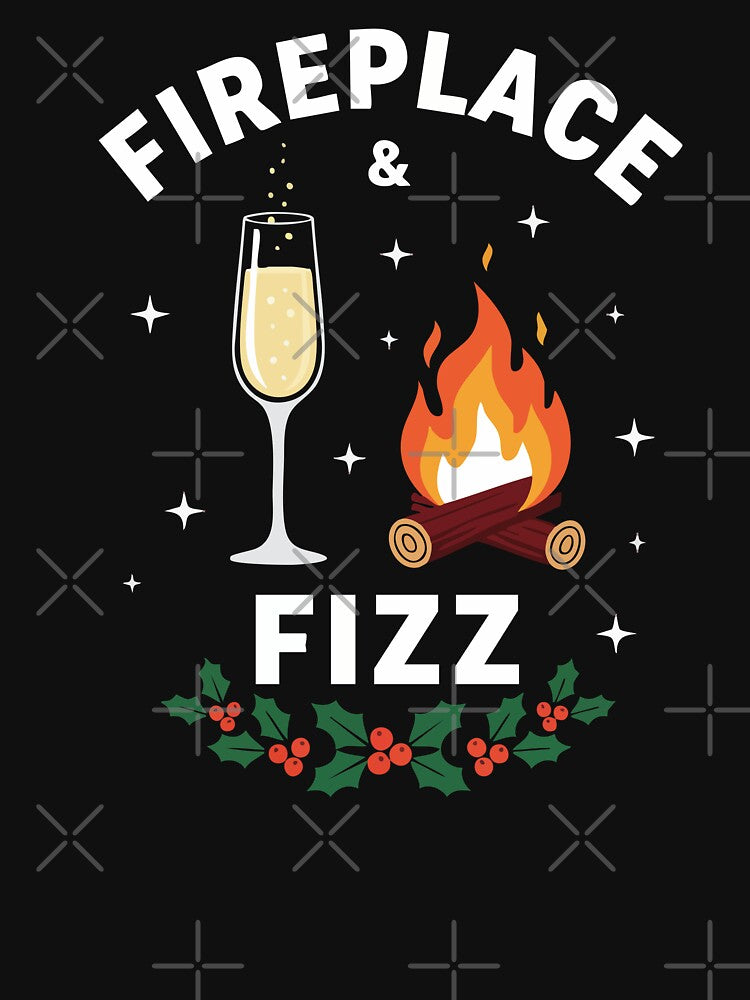 Fireplace and Fizz Cozy Holiday Illustration by graphicnew