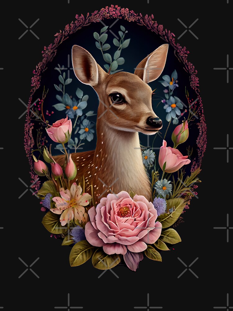 Deer Doe Cottagecore Floral Cute Woodland Aesthetic by SpookshowDesign